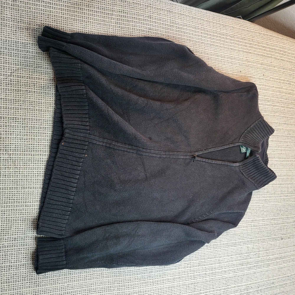 Lauren Ralph Lauren Sweater Womens 2X Gray Mock Neck‎ 1/4 Zip Knit Pullover